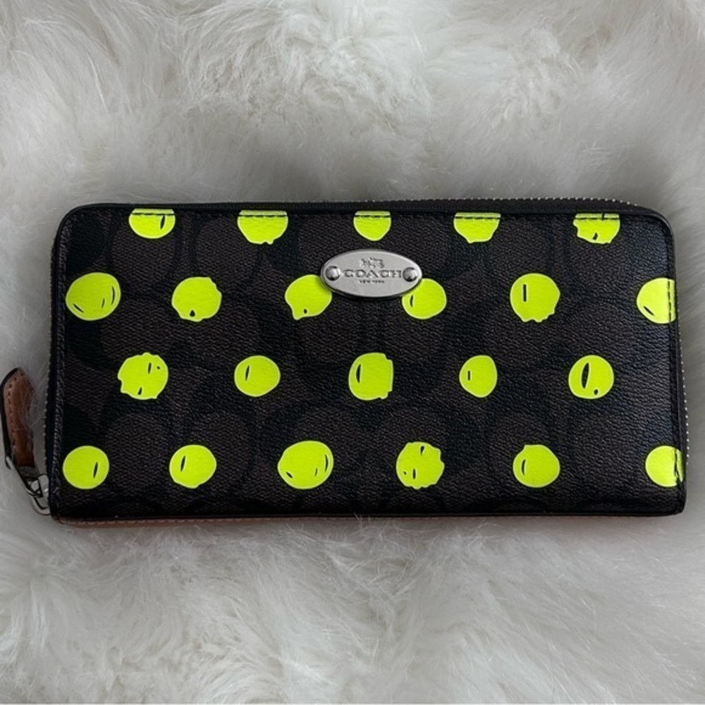 Coach Black and Yellow Polka Dot Wallet